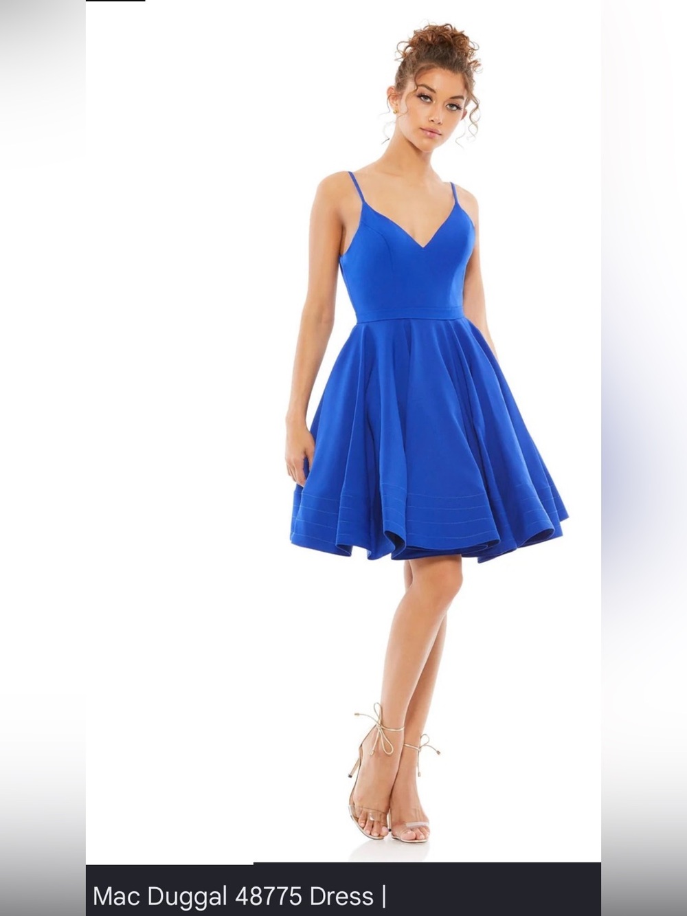 Mac Duggal Alluring Cobalt Blue V-neck Box Pleat Dress by Mac Duggal, Size 4 NWT